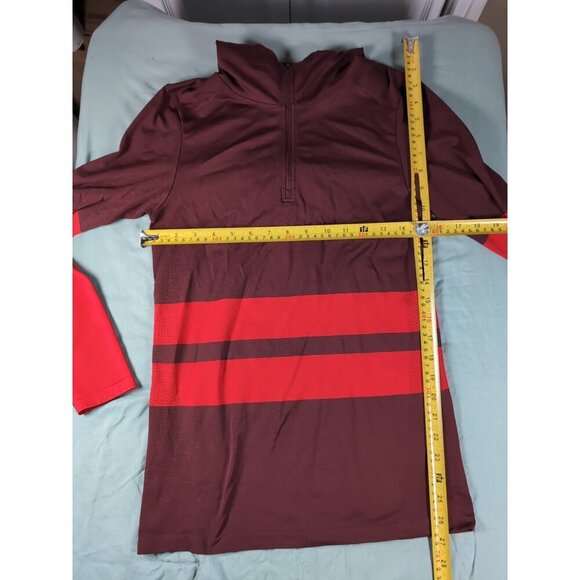 The North Face Red Stripe Secondskin SSK Seamless 1/4 Zip Hooded Pullover - Med - Picture 3 of 8